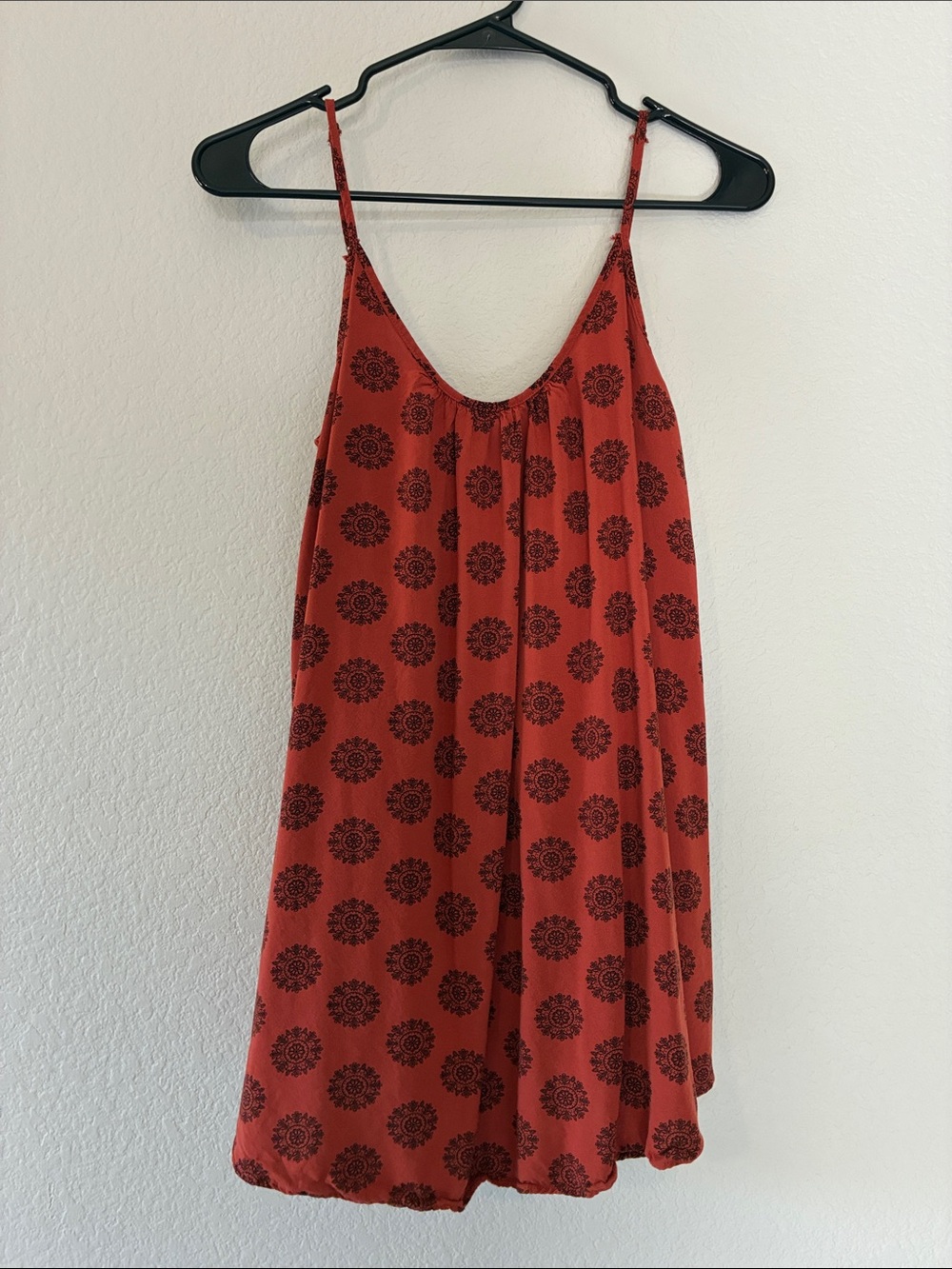 Forever 21 Rust Red Dress with Black Medallion Print